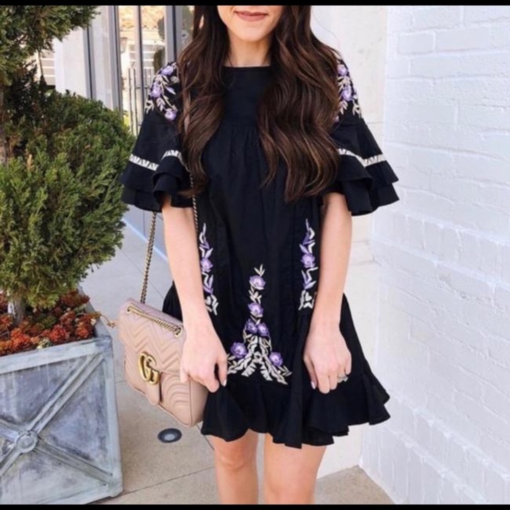 Free People Pavlo Embroidered Ruffle Mini Dress Size XS - Picture 3 of 14
